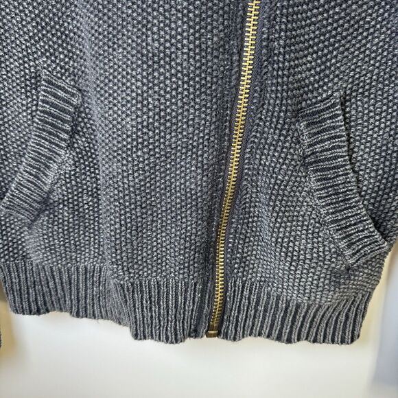 Free People Womens Small Gray Textured Knit Moto Sweater Jacket Cotton Zip Up - Picture 10 of 16
